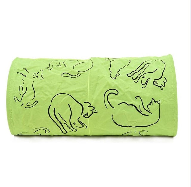Hot Drop Shipping Pet Cat Tunnels Catnip Printed Green Lovely Crinkly Kitten Tunnel Toys With Ball Fun Toys Tunnel Bulk Cat Toys